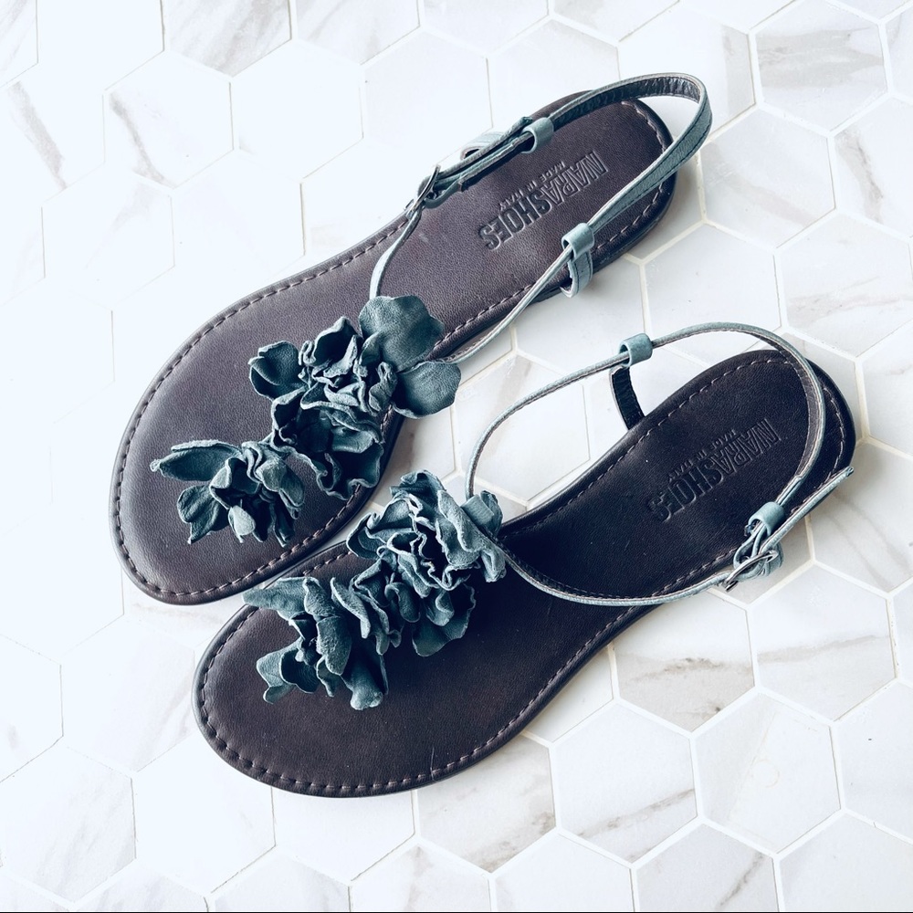 Nara Shoes Floral T-Strap Thong Sandal